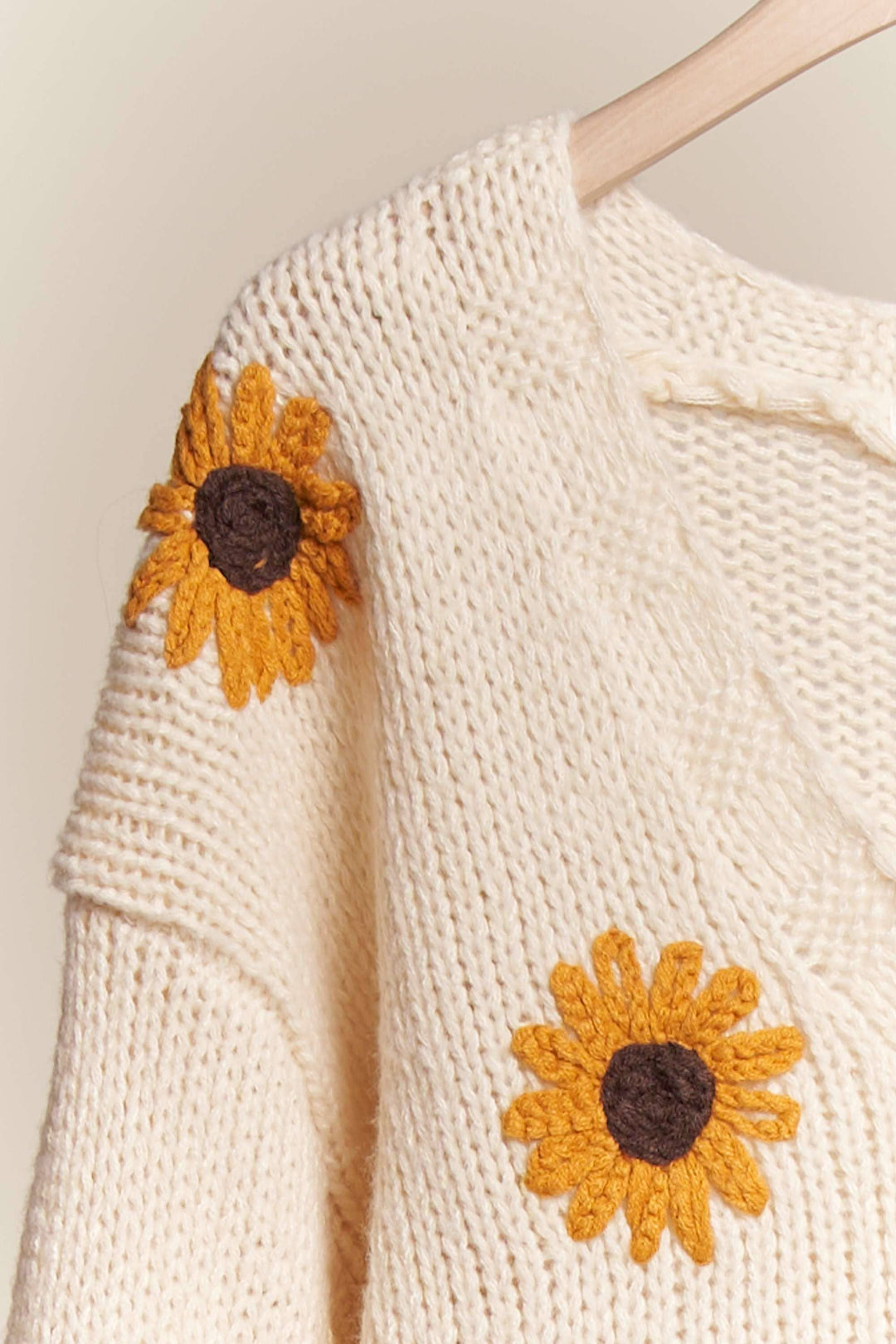 Sunflower Embroidered Crochet Cardigan