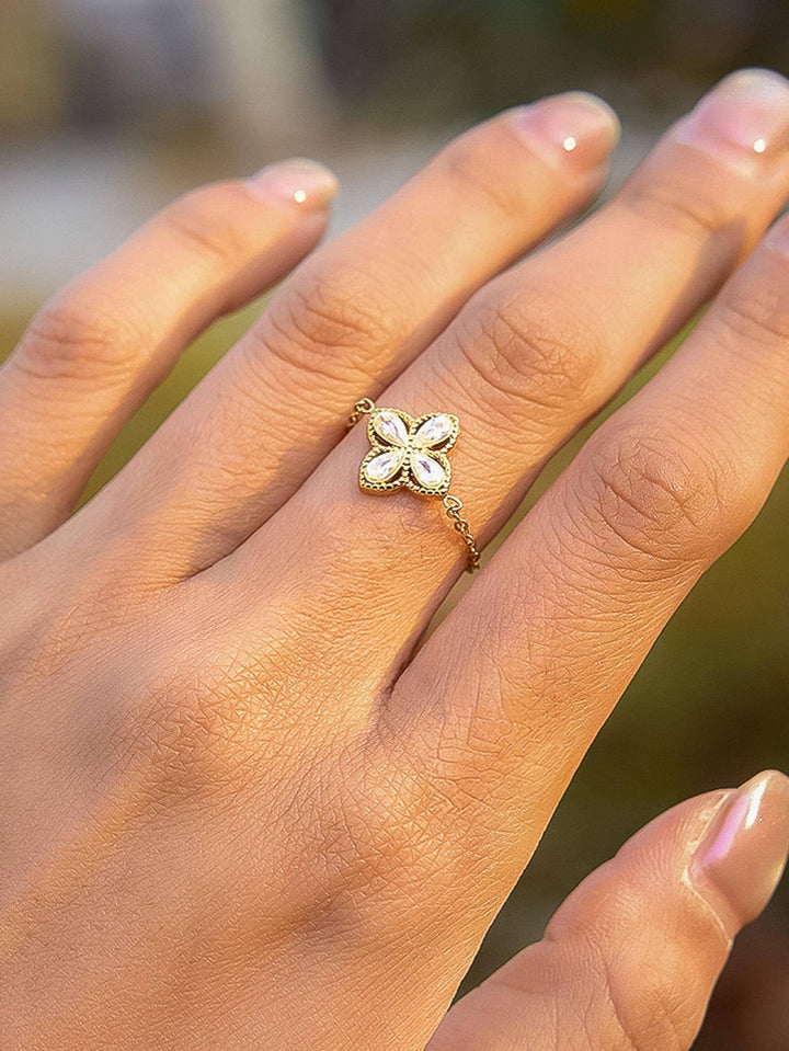 Leilani CZ Floral Adjustable Chain Ring