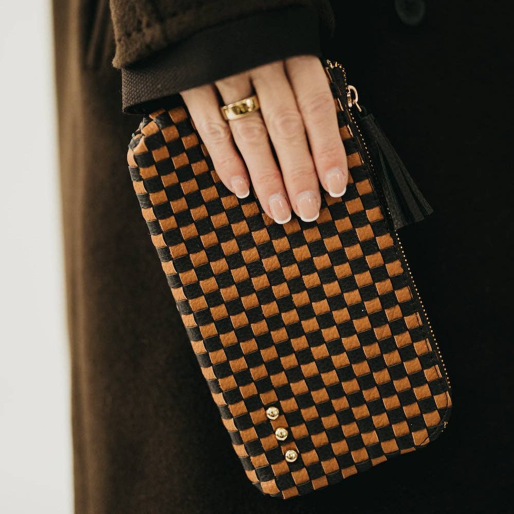 On The Go Checkered Wallet Wristlet