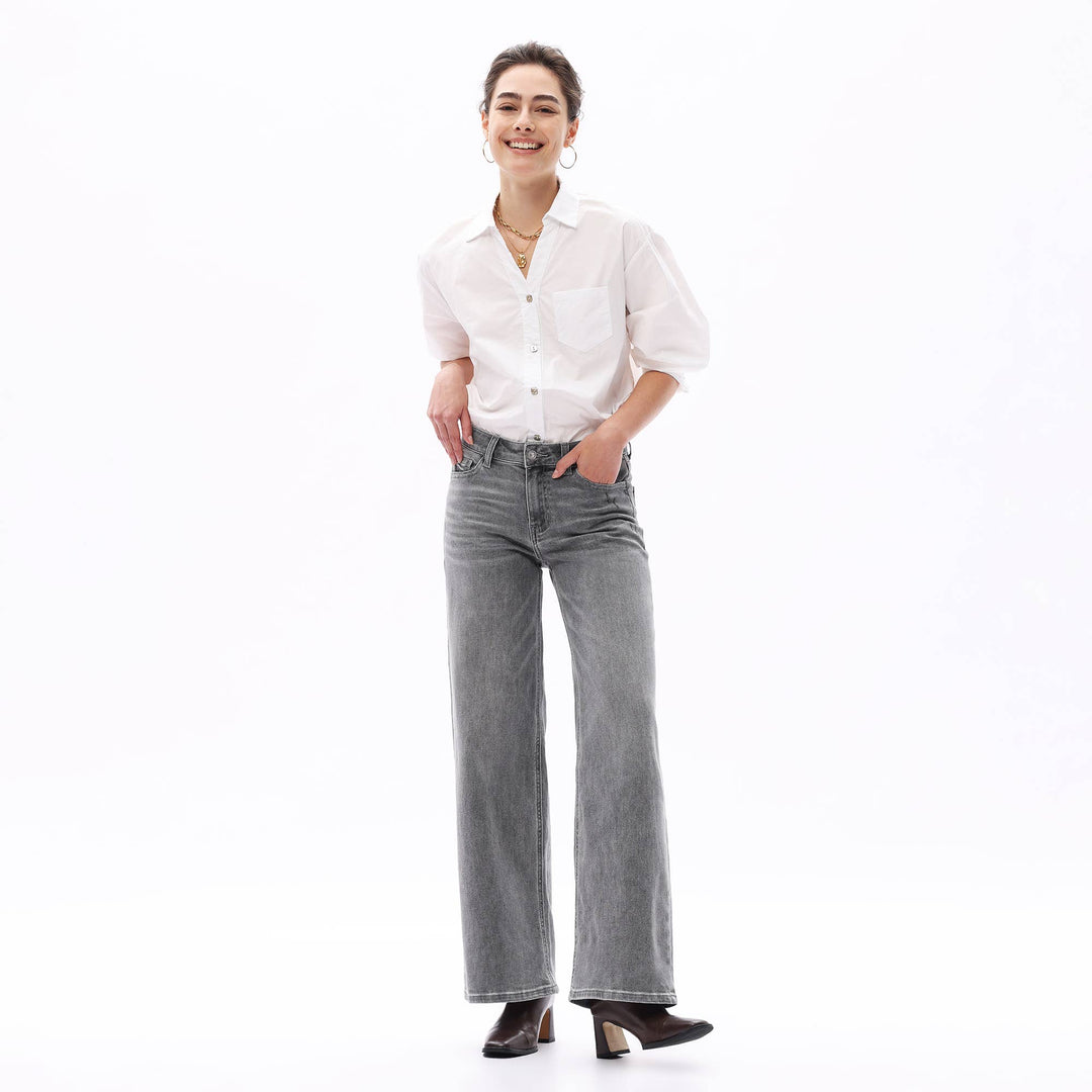 Rowanne Mid-Rise Wide Leg Jeans