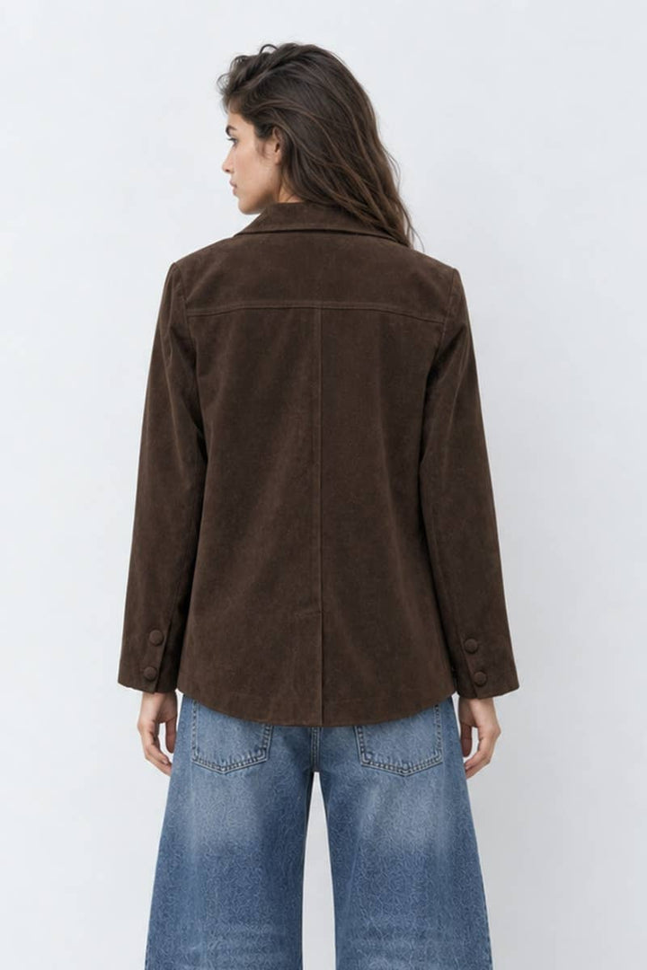 Sutton Chocolate Faux Suede Blazer