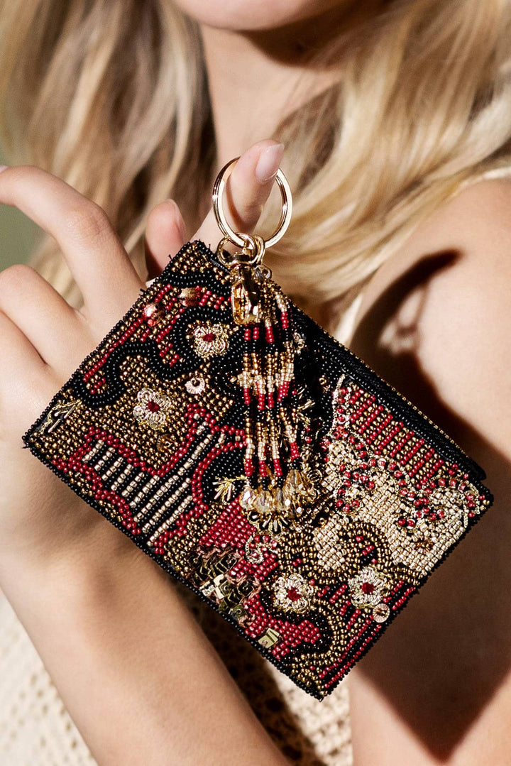 Holly Beaded Coin Pouch