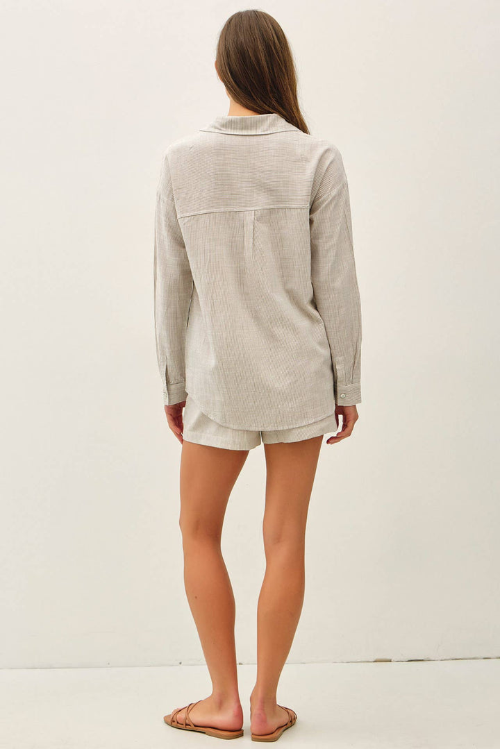 Maren Hairline Stripe Button Down Top