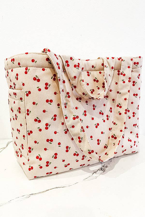 Stevie Cherry Print Tote Bag {Preorder}