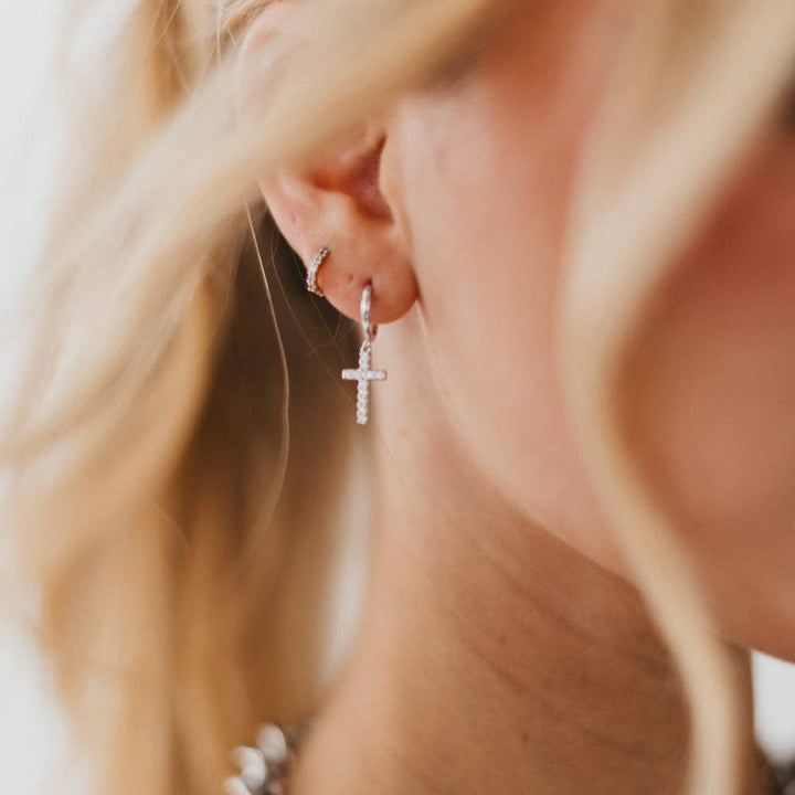 Hope Diamond Cross Earrings - waterproof