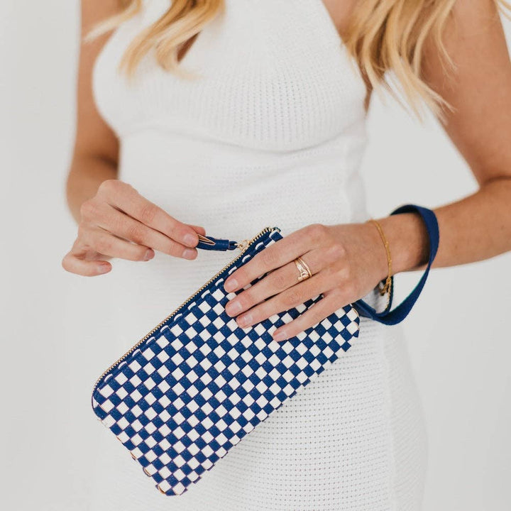 On The Go Checkered Wallet Wristlet