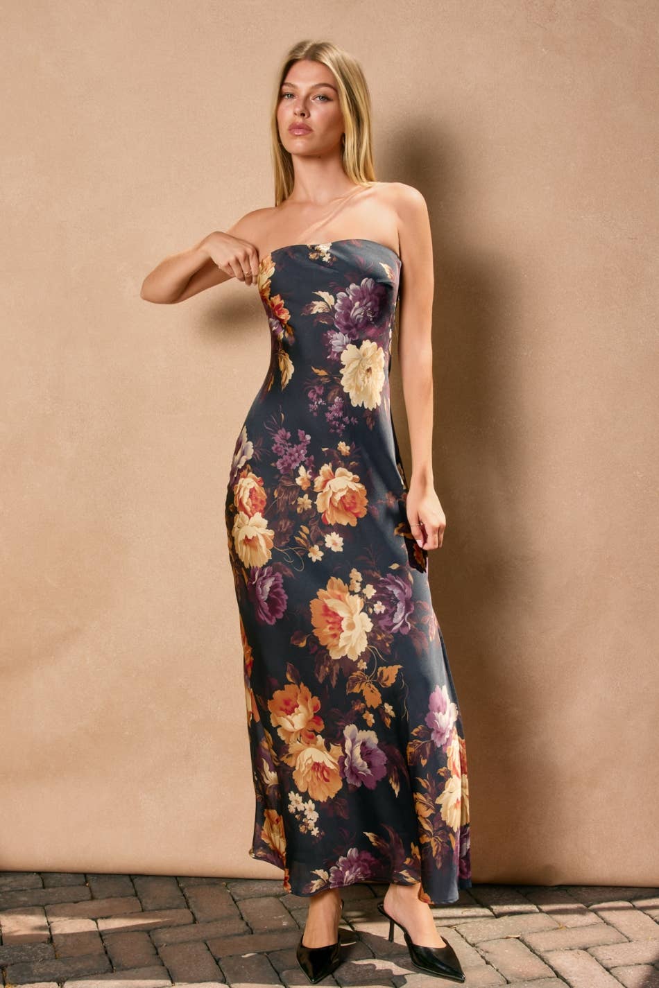 Haven Strapless Floral Maxi Dress