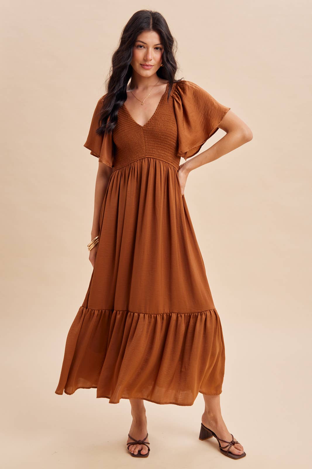 Sienna Grace Smocked Midi Dress