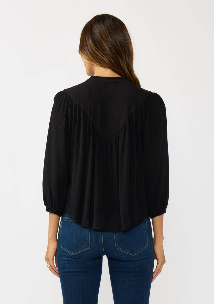 Ember Embroidered Cutout Button Down Blouse