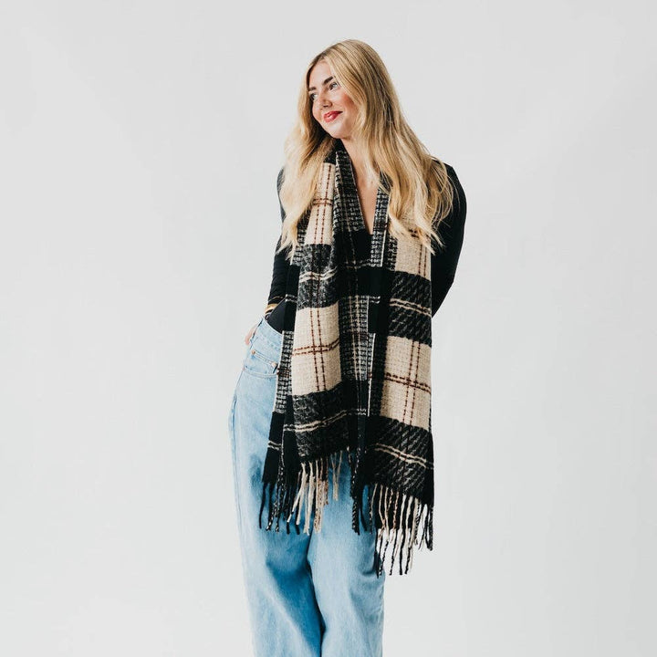 Oaklee Plaid Fringe Scarf