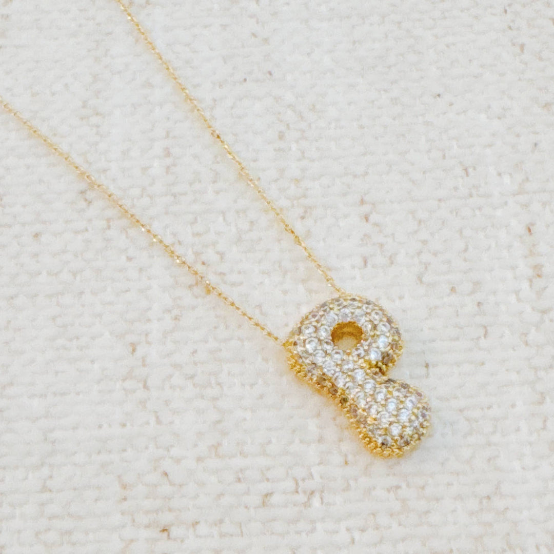 Pave Bubble Initial Necklace