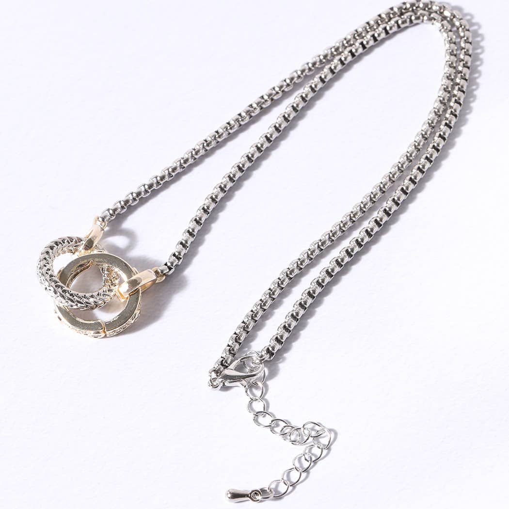 Two Tone Linked Circle Necklace