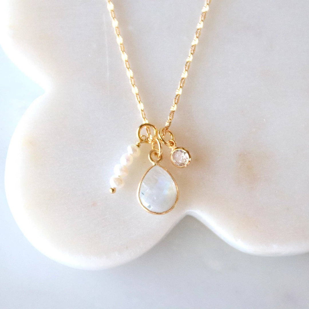 Moonstone Charm Toggle Necklace