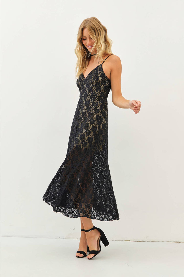 Twilight Affair Lace Midi Dress