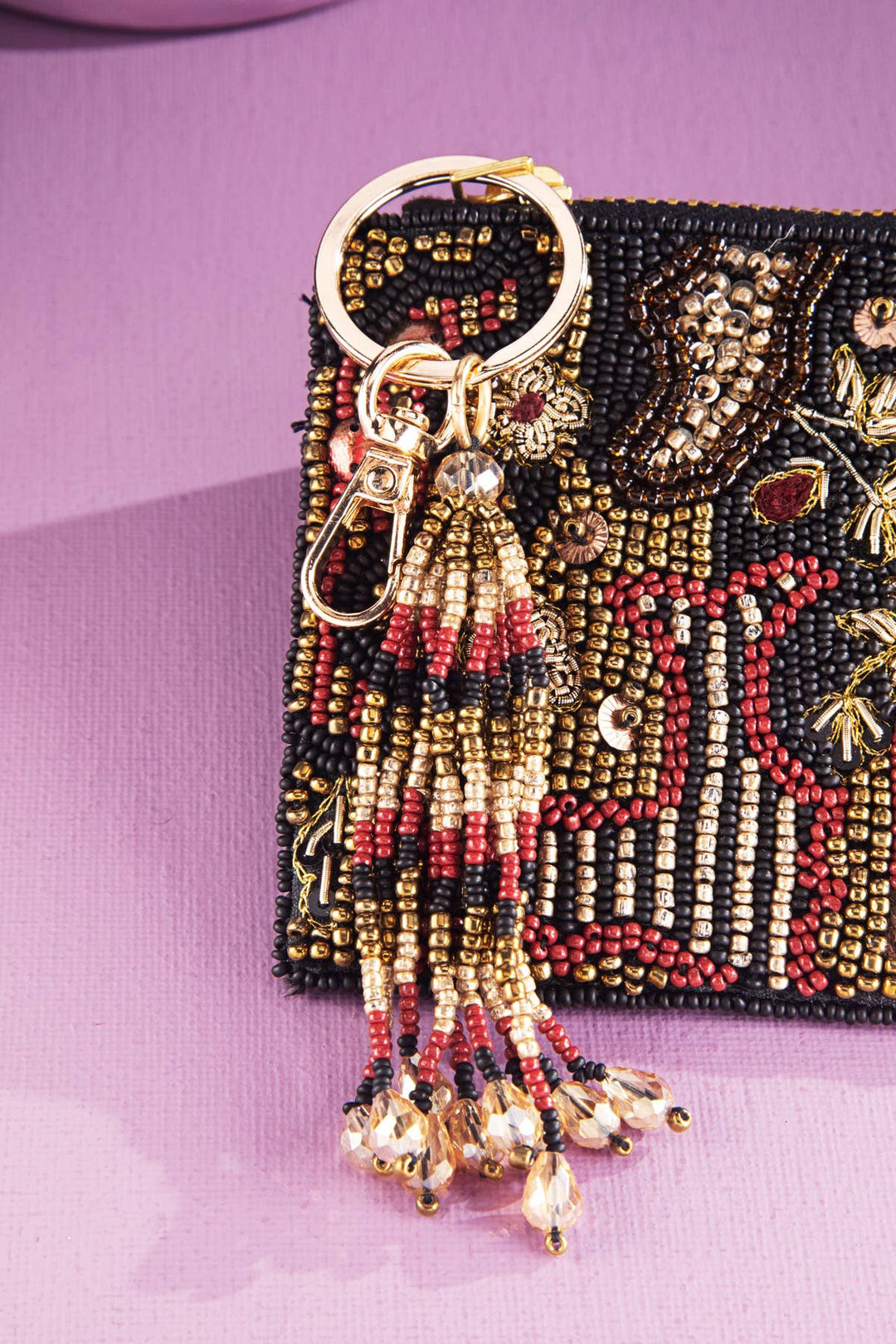 Holly Beaded Coin Pouch