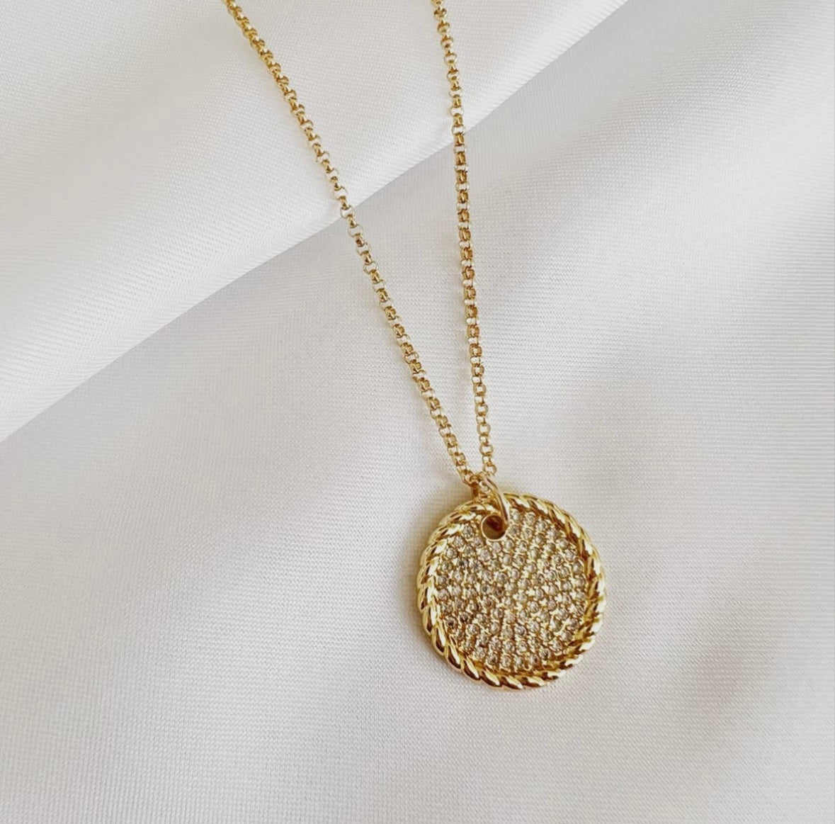 true by kristy jewelry - Old City Pave CZ Pendant Necklace Gold Filled