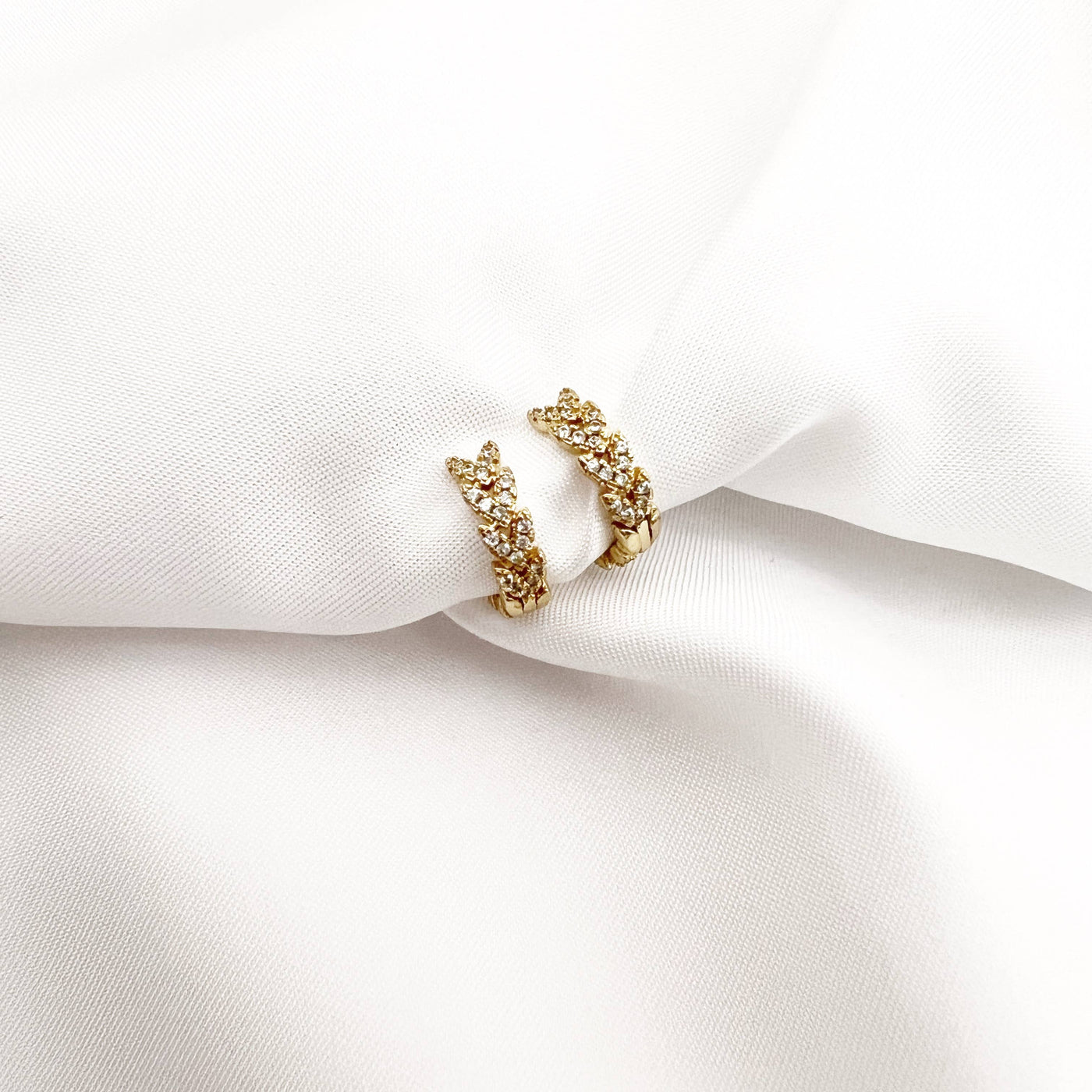true by kristy jewelry - Laurel Pave Huggie Hoops Earrings Gold Filled