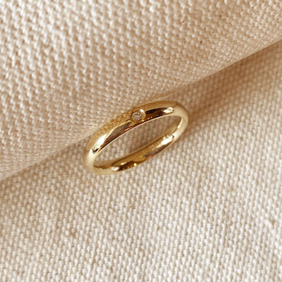 GoldFi - 18k Gold Filled Band Ring With Cubic Zirconia Stone
