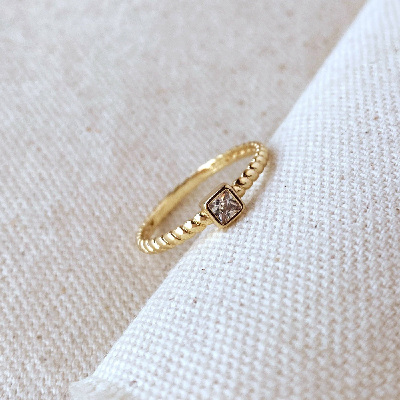 GoldFi 18K Gold Filled Twisted Solitaire CZ Ring