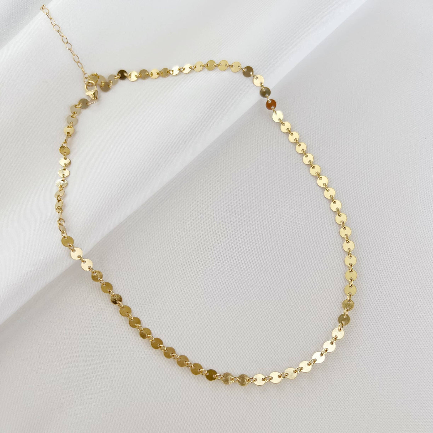 true by kristy jewelry - Luxe Sequin Disc Chain Necklace Gold Filled
